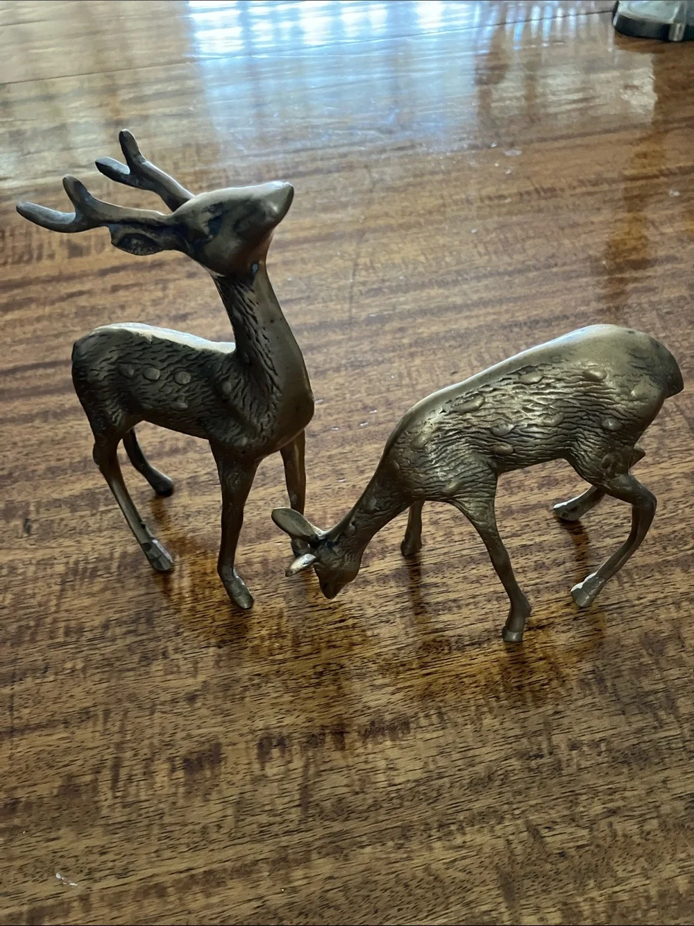 Pair of Mid Century Brass Deer